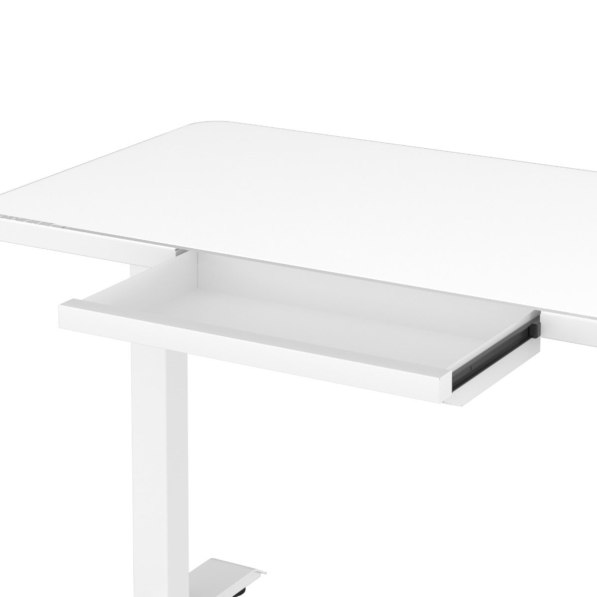 White adjustable desk on a white background