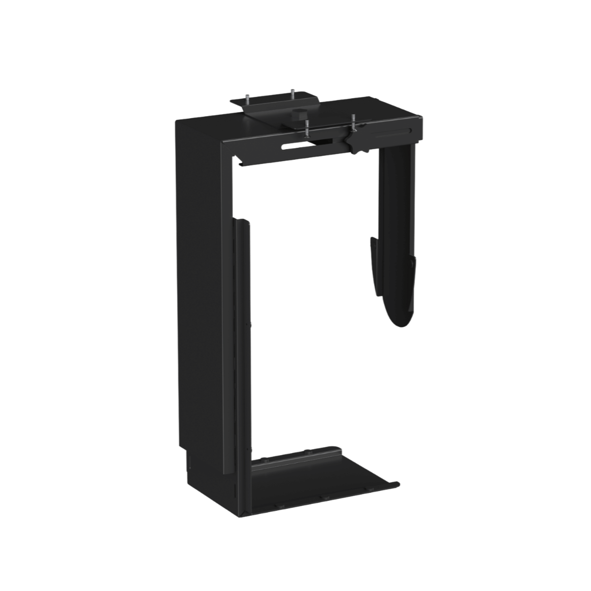 Black metal bracket on a white background