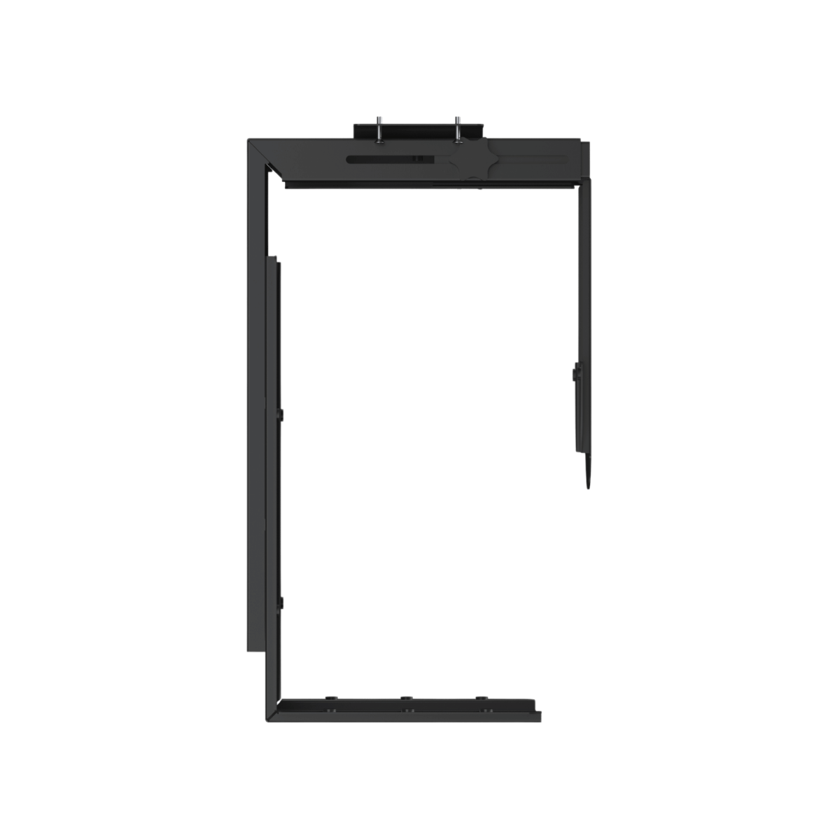 Black rectangular object on a white background