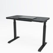 Black adjustable desk on a white background